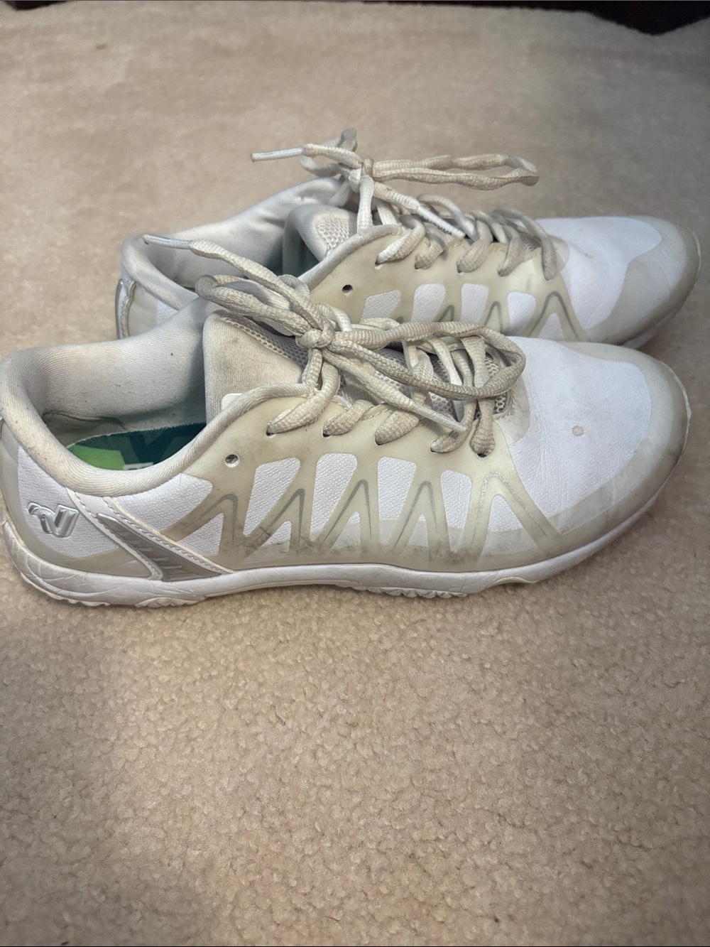 Varsity cheer shoes Women's White Athletic Sneakers with Subtle Cream Overlays